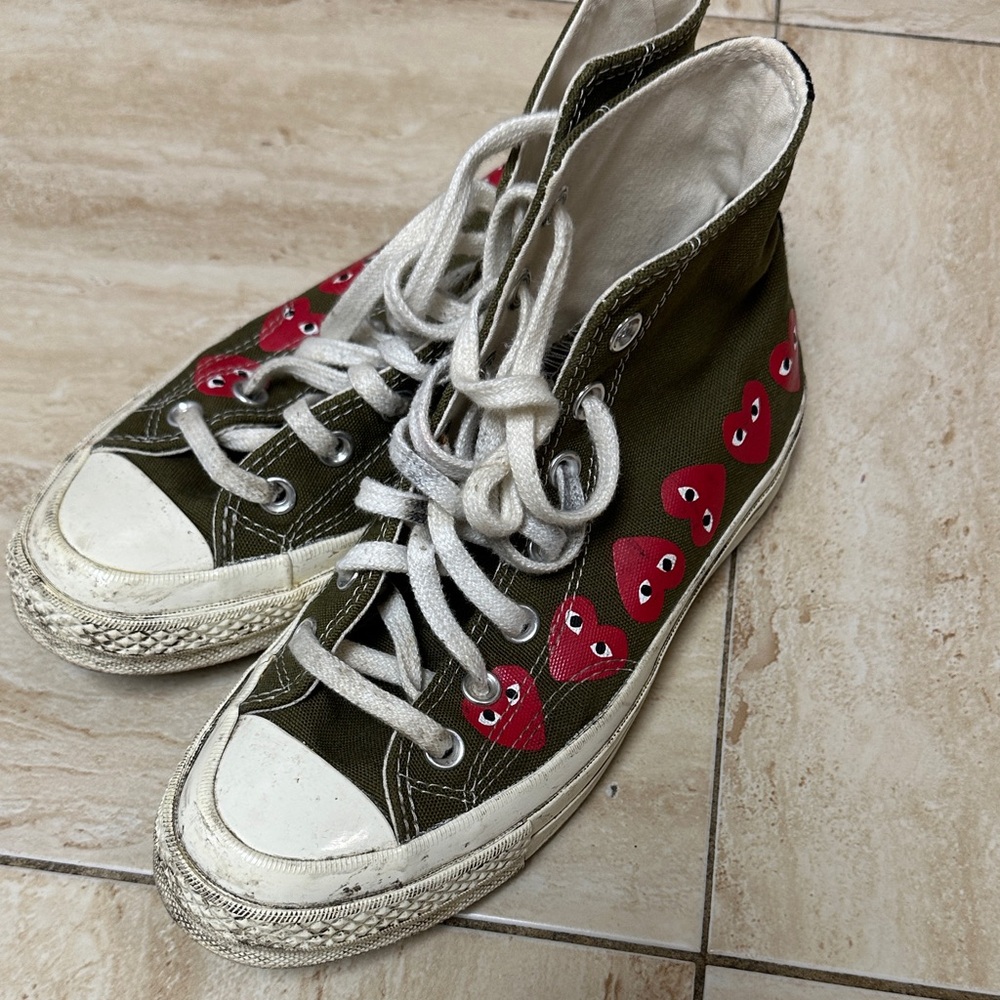 Converse High-Top Sneakers with Red Heart Design
